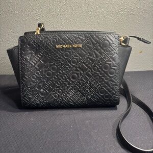 Michael Kors Selma Leather Crossbody Bag - Black
